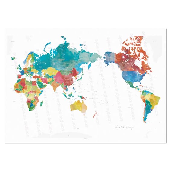 Amazon | リビングから旅しよう！【カラフル世界地図ポスター