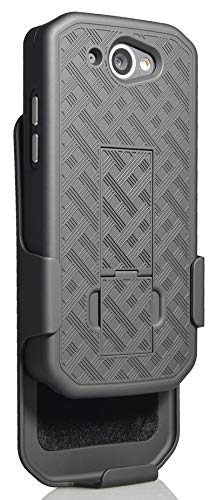 Capa com clipe para CAT S48c, Nakedcellphone [Black Tread] Kickstand Cover with [Rotationing/Ratchet