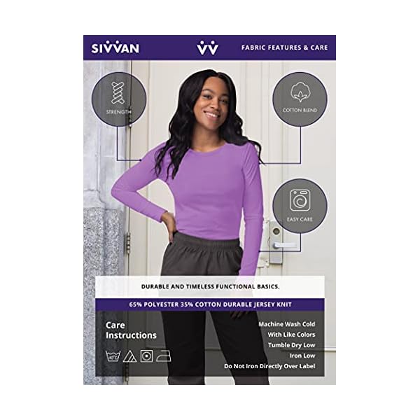 Sivvan-Womens-Comfort-Long-Sleeve-T-ShirtUnderscrub-Tee Sivvan Scrubs for Women - Long Sleeve Comfort Underscrub Tee - S8500 - White - S