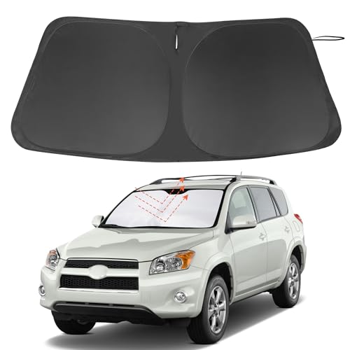 Image of Windshield Sun Shade Custom Fit for 2006-2012 Toyota RAV4 Accessories Foldable Sunshade Sun Blocker Protect Car from Sun Rays & Heat Damage Keep Car Cooler