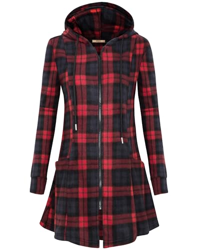 Image of Miusey Womens Zip Up Long Hoodie Jacket Lightweight Tunic Sweatshirt Open Front Cardigan