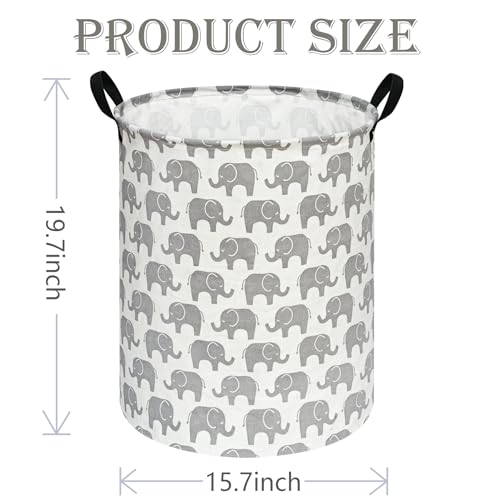 Image of Collapsible Kids Laundry Basket Clothes Hamper, Foldable Storage Organizer Bin, Toy Clothes Storage with Handles for Boys Girls Bedroom, Room Decor (Elephant)