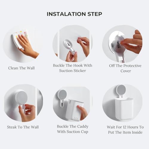 Image of Toothbrush Holder for Bathroom Wall - Pack of 2 | Self Adhesive ABS Organizer for Toothpaste, Comb, Sponge, Remote, Shaving Brush | Wall Mounted Bathroom Storage Box