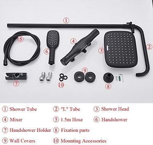 Bathroom Thermostatic Shower Faucet Black Rain Shower Mixer Tap Wall Mounted Bathtub Faucet Shower Bathroom Shower Set,Thermostatic Black A,Thermostatic Chrome