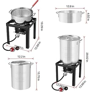   Turkey-Fryer-and-Seafood-Boiler-Fish-Fry-3-in-1-Cooker-Kit-with-Propane-Burner-Stove-30-QT-10-QT-Aluminum-Pots-and-Steamer-Ideal-for-Outdoor-Cooking