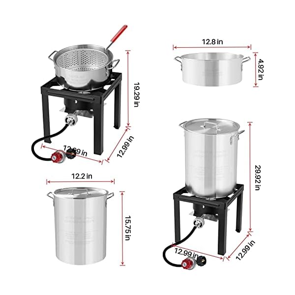   Turkey-Fryer-and-Seafood-Boiler-Fish-Fry-3-in-1-Cooker-Kit-with-Propane-Burner-Stove-30-QT-10-QT-Aluminum-Pots-and-Steamer-Ideal-for-Outdoor-Cooking