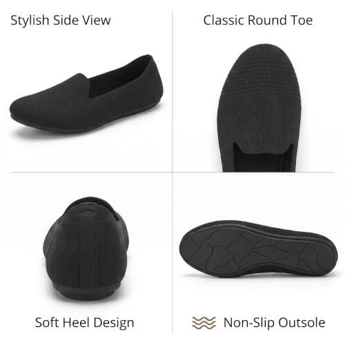 Image of Puxowe Women's Ballet Flats Breathable Knit Slip On Comfortable Round Toe Walking Shoes with Arch Support Insole for Work