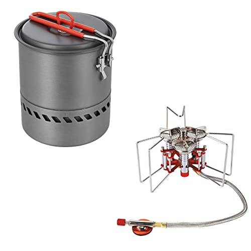 Bulin Camping Cooking Pot Heat Exchanger Outdoor Camp Pot 1.5 Liter Camping Gas Stove Burner 5800W #TOP22