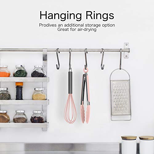 Country Kitchen 10" Whisk And Tong Kitchenware Set For Nonstick Cookware, Silicone And Stainless Steel Accessories For Cooking, Baking, Frying, Grilling, Blending And Serving- Gun Metal #TOP1