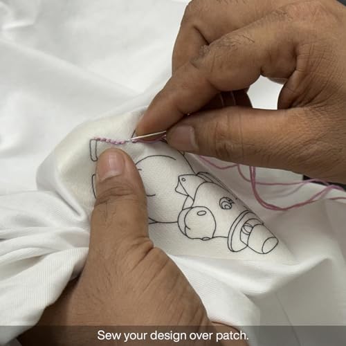 Image of Embroiderymaterial Stick and Stitch Embroidery Patches Patterns, Water Soluble Wash Away Embroidery Transfer Stabilizer Paper with Pre-Printed Unicorn Designs, Threads, Needle & Cutter for Sewing