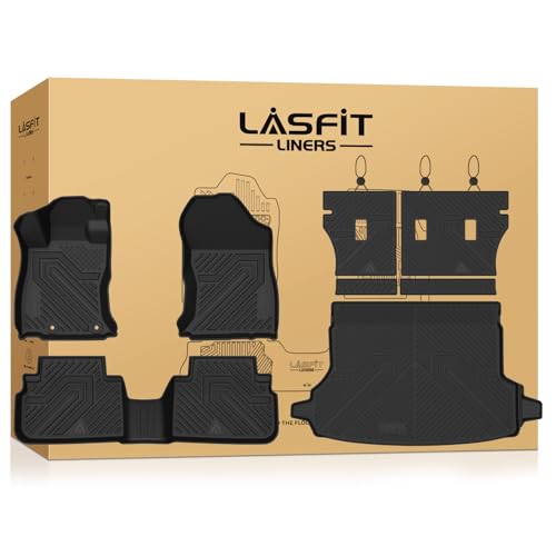 Image of LASFIT Floor Mats & Cargo Mat for Subaru Forester 2019-2024 | All Weather TPE Custom Fit Floor Liners, Full Set Car Mats with Backrest Mats & Cargo Trunk Mat Accessories, Black