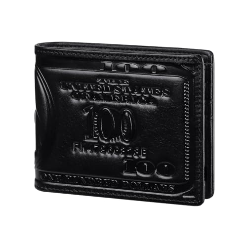 GERUOLA Us Dollar Bill Wallet for Men-Genuine Leather RFID Blocking Bifold Stylish Wallet (Black)