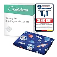Dailydream Bezug für Kindergewichtsdecke | 104 x 150 cm | Motiv Space | 100% Baumwolle|Ersatzbezug/Wechselbezug | waschbar | hautfreundlich & atmungsaktiv | Cover für Weighted Blanket