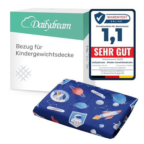 Dailydream Bezug für Kindergewichtsdecke | 104 x 150 cm | Motiv Space | 100% Baumwolle|Ersatzbezug/Wechselbezug | waschbar | hautfreundlich & atmungsaktiv | Cover für Weighted Blanket