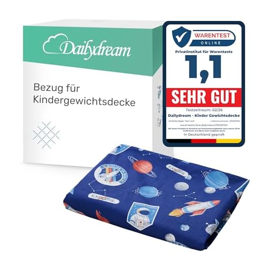 Dailydream Bezug für Kindergewichtsdecke | 104 x 150 cm | Motiv Space | 100% Baumwolle|Ersatzbezug/Wechselbezug | waschbar | hautfreundlich & atmungsaktiv | Cover für Weighted Blanket