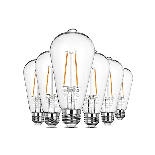 EDISHINE 6 Pack Dusk to Dawn LED Outdoor Light Bulb, Vintage Styled ST64 LED Edison Filament Bulb, 700LM 5000K Daylight White with E26 Base, 8W Equivalent 60W, Light Sensing Outdoor, UL List