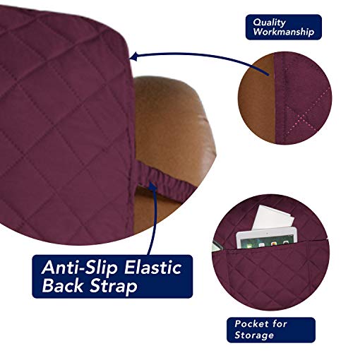 Image of PureFit Reversible Quilted Sofa Cover, Water Resistant Slipcover Furniture Protector, Washable Couch Cover with Non Slip and Elastic Straps for Kids, Dogs, Pets (Oversized Recliner, Wine /Beige)