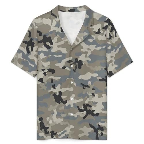 Men's Summer Short Sleeve Loungewear Army Camouflage 3D Print Art Lightweight Pajama Set Two Piece Soft Sleepwear Nightwear3