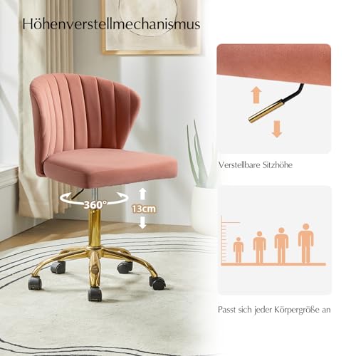 HULALA HOME Bürostuhl, Computerstuhl, Schminktischstuhl, moderner Schreibtischstuhl mit drehbaren Rädern, drehbar, höhenverstellbar… – Ansicht 2