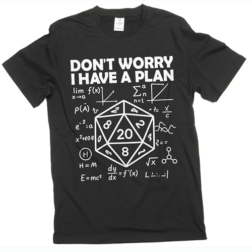 Men's Funny Don't Worry I Have a Plan T-Shirt Nerd Geek Math School tee Shirt (5X-Large Black)