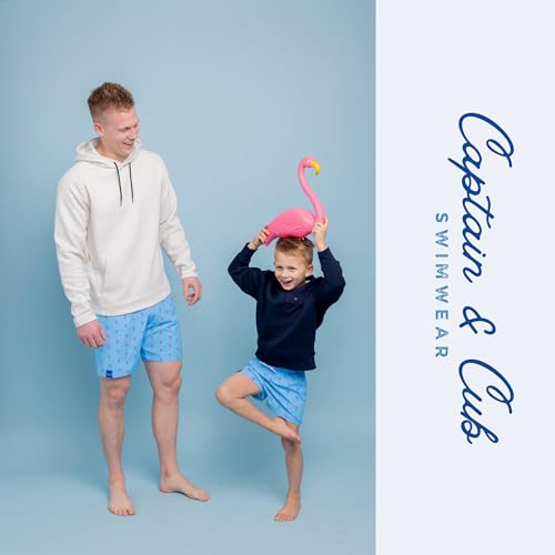 Father Son Neon Flamingo Print Matching Swimsuits3