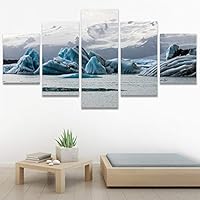 SIGNWIN 5 Panel Canvas Wall Art Modern Art Aerial Contemporary Cool Dramatic Multicolor Nature Photography Snow for Home Decorations Ready to Hang - 60