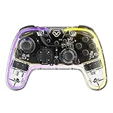【最新型】Switch コントローラー 無線 ゲームパッド Bluetooth接続 スイッチ プロコン ワイヤレス Pro コントローラー【背面ボタン付き マクロ機能・TURBO連射・6軸ジャイロセンサー・HD振動・800mAh】ゲーム スリープ解除 有機ELモデル OLED対応/Switch Lite/PC/iOS/Androidにも対応 日本語説明書付き(クリア)