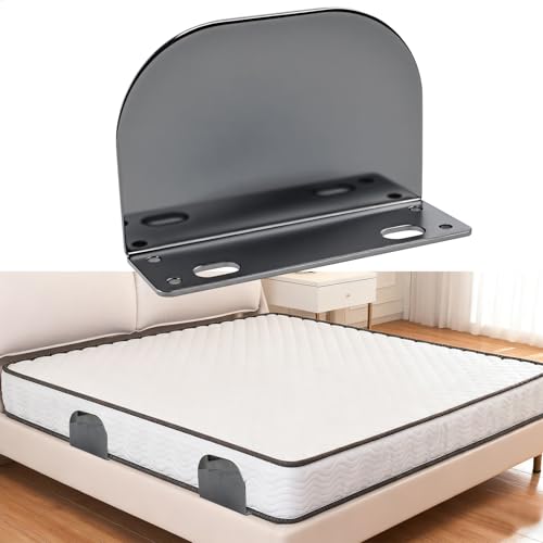 mongtsamz Sujeta Colchones Al Somier, Sujeta Colchones Antideslizantes Metal Estabilizadores de Colchón para Paneles de Cama Macizos Estructuras de Cama de Madera, 1 Pieza, Negro