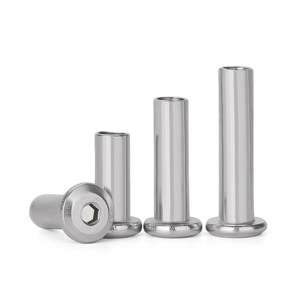 Cilky 10pcs Screw Post M4 Outer Diameter 5mm Underhead Female Rod Belt Buckle Binding Bolt 304 Stainless Steel Screw Metal Screws(M4*8)