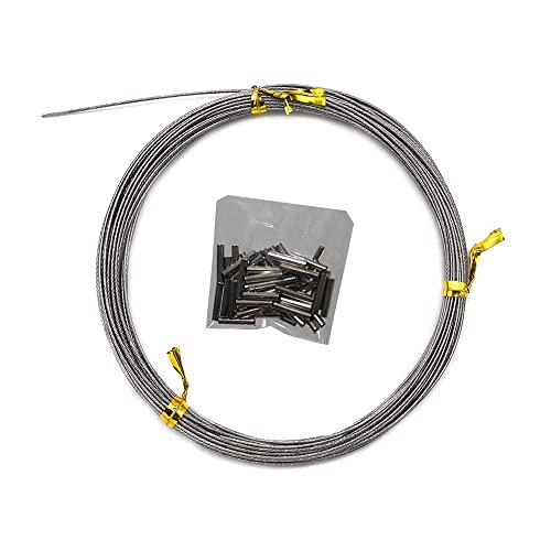 Azevqos 32.8Ft/10Metres 7 Strands Fishing Stainless Steel Wire Leader Super Soft Nylon Coated Fishing Leader With 50Pcs Sleeves Stopper (10M-10Lbs) #TOP1