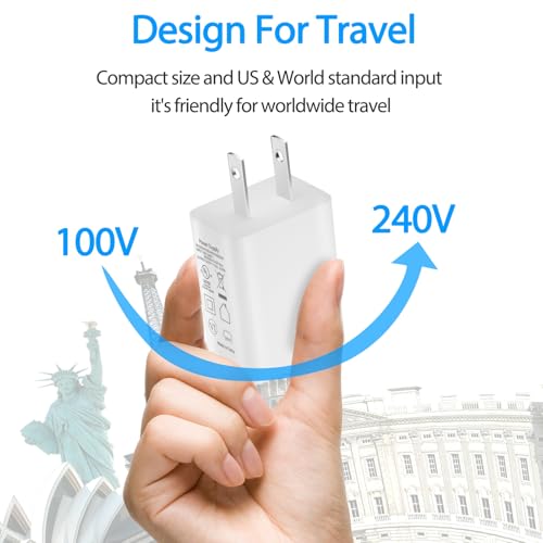 USB Wall Charger for Apple iPhone 14/13/12/XS Max/XR/X/8/8 Plus/7/6S/6S Plus/6/SE/5S/5C. Fast Charger Block for iPad mini/Air,Fire Tablet,Stick,5V2A Power Adapter for Samsung Galaxy Android Phones