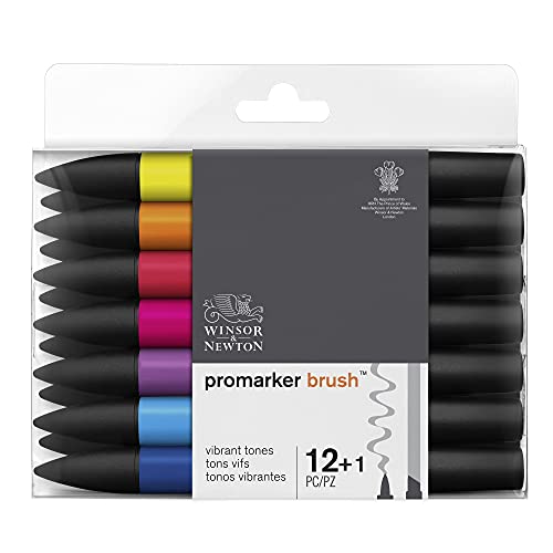 Winsor & Newton Promarker Brush Set de 12+1 Blender Tons vibrants
