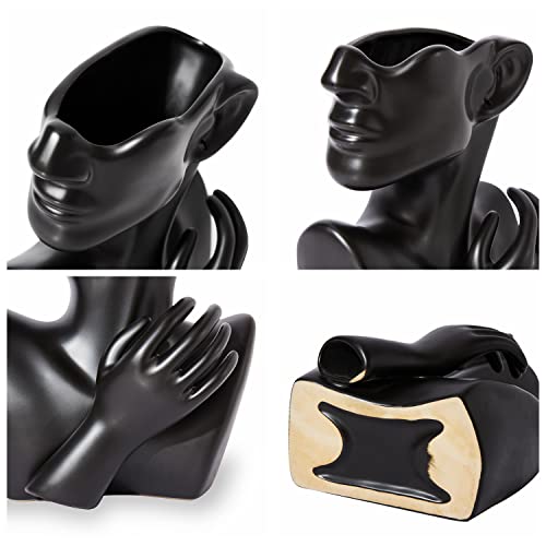 Katoonx Ceramic Greek Statue Face Vase Black Creative Head Sculpture For Home Decoration #TOP5