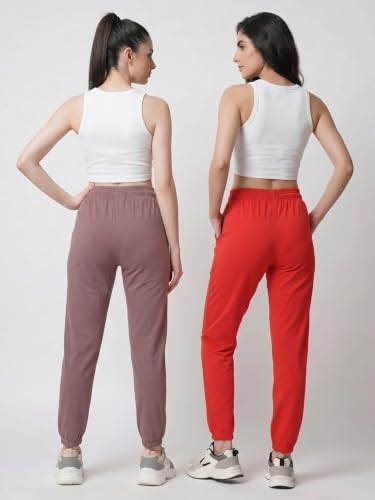 Image of Fflirtygo Cotton Solid Joggers /Track Pant /Solid Pajama /Leggings �100% Export Quality Soft Cotton Night Wear /Pocket Pyjama for Women Combo Pack of 2Pcs, Blue and Grey