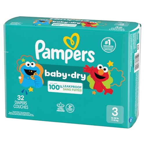 Pampers Diapers - Baby Dry - Size 3, 32 Count, Absorbent Disposable Infant Diaper (Packaging May Vary)