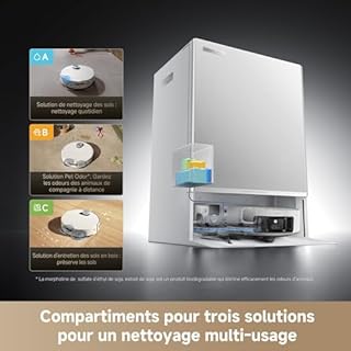 dreame Matrix10 Ultra Robot Aspirateur, Multi-Serpillière, 8 cm Franchis, 30 000 Pa, Vidange/Remplissage Auto, Auto-Nettoyage, 100% Démêlage, 240+ Obstacles, Commande Vocale