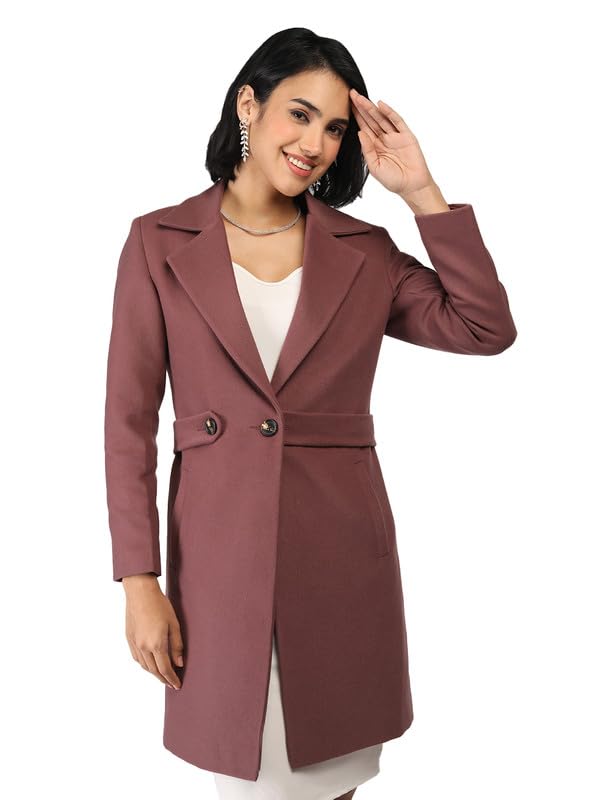 Image of PLAGG Women's Notched Lapel Long Overcoat