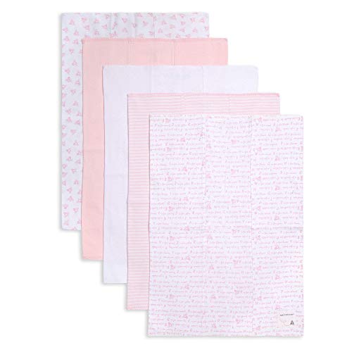 Image of Burts Bees Baby Infant Burp Cloths, 100% Organic Cotton Extra Absorbent Soft Fabric Drool Cloths, 5-Pack Newborn Must-Have Essential Large Burping Cloths, One Size 17 x 11.75 Inches