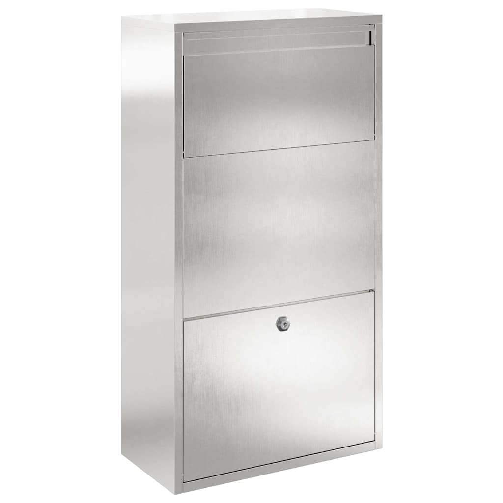 vidaXL Boîte aux Lettres de dépôt en INOX 44 x 22 x 82 cm, étanche, au Design Moderne, avec Serrure, pour la Livraison de Colis, Stockage du courrier, Jardin, Maison, terrasse