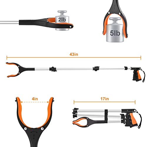 43-Extra-Long-Grabber-Tool-Foldable-Grabbers-for-Elderly-Grab-It-Reaching-Tool-with-Rotating-Jaw-Magnets-4-Wide-Claw-Opening-Reacher-Grabber-Pickup-Tool-Grabber-Reacher-Tool-Heavy-Duty