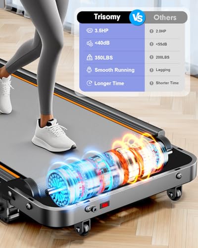 Foldable Treadmill with 10% Incline, Upgrade 3.5HP Low Noise Walking Pad Treadmill with Handle Bar, Trisomy 4 in 1 Portable Under Desk Treadmills for Home/Office, 350Lbs Capacity, APP & Remote Control - Image 4