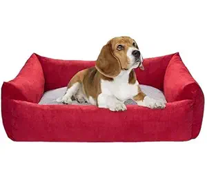 Pet Royal Luxurious Soft Velvet Dual Color Dog Cat Pet Puppy Bed Washable, Comfortable,Bed for All Types of Breed Dog and Cats (Red,Grey)-Large