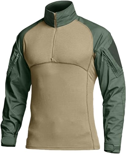 Image of CQR Men's Tactical Combat Shirt, 1 /4 Zip Long Sleeve Breathable Military BDU Training Top for Shooting, Hunting, Range Use