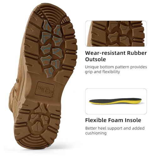 Image of Women's Tactical Boots, Motorcycle Combat Boots for Women | 8-inch work boots, side zipper; lightweight, breathable, water-resistant. For police, security, EMT, motorcycle