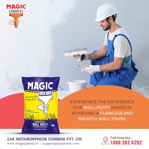 Image of Magic Rock Premium Wall Putty Powder Smooth Finish Interior & Exterior Walls Painting | Holes | Clay Art | Crack repair Filler | Art & Craft (2 KG Bag)