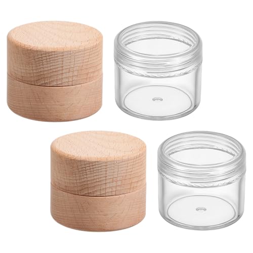 Gatuida Estuche de Viaje para Joyas de Madera de Haya Natural Caja Pequeña para Anillos y Pendientes Mini Joyero Portátil Transparente 2 Piezas Organizador Compacto para Accesorios en