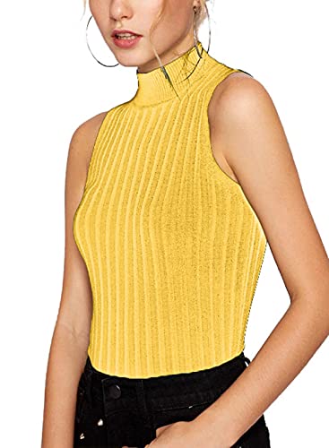 Nicetage 2025 Ribbed Sweater Tank Tops for Women Knit Mock Neck Top Sleeveless Shirts Summer Casual Basic Vest Tanks