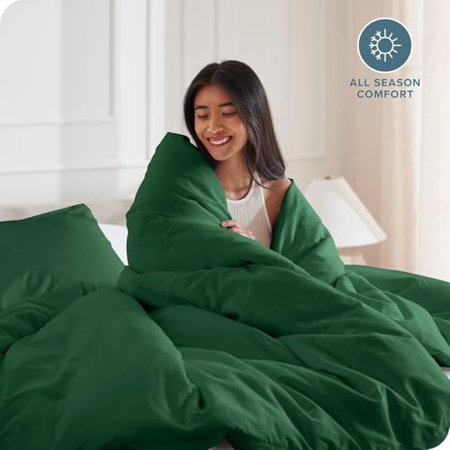 Image of Viewstar Premium Cotton Duvet Cover, Single Size 60x90 Inches, 300 Thread Count, Ultra-Soft, Wrinkle-Free, Cotton-Quilt /Comforter Zipper Cover (Dark Green)