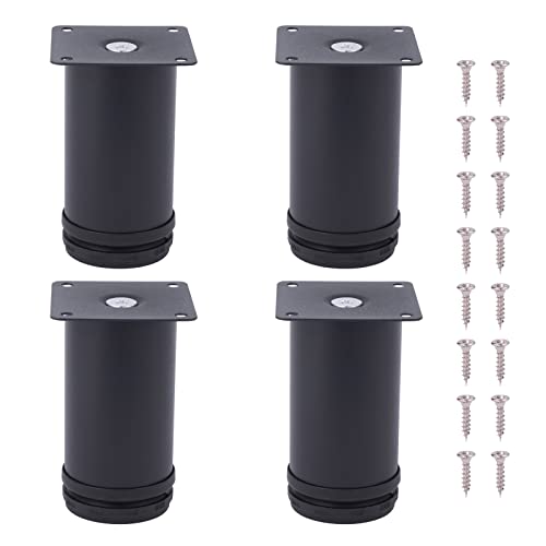 NAKUPENDA Pack of 4 Furniture Feet Metal Adjustable Furniture Feet Stainless Steel Table Legs Cabinet Feet Furniture Accessories for Desk Sofa Cabinet (8 cm Height