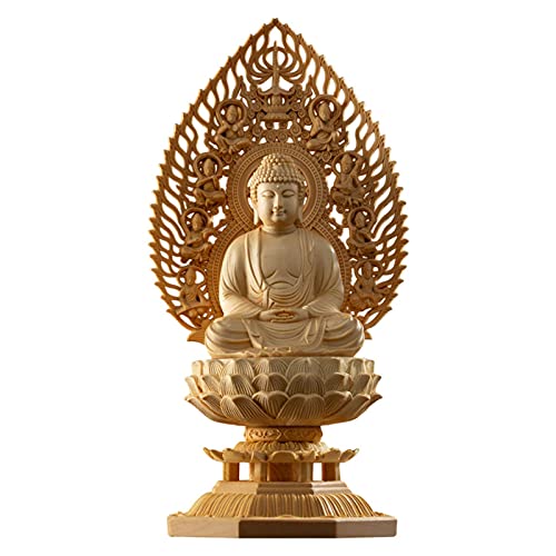 Cypress Wood Three Buddhas Sculpture Ksitigarbha Sakyamuni Guanyin Wood Buddha Statue Worship Home Decor Tianminjiedm (Color : Abc) #TOP6